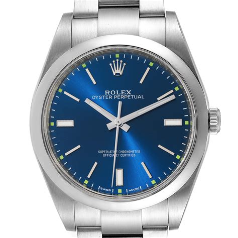 rolex oyster perpetual 39 mm blue dial